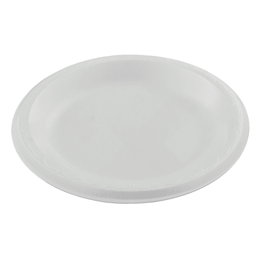 Plate 9 IN Polystyrene Foam White Laminated 500/Case