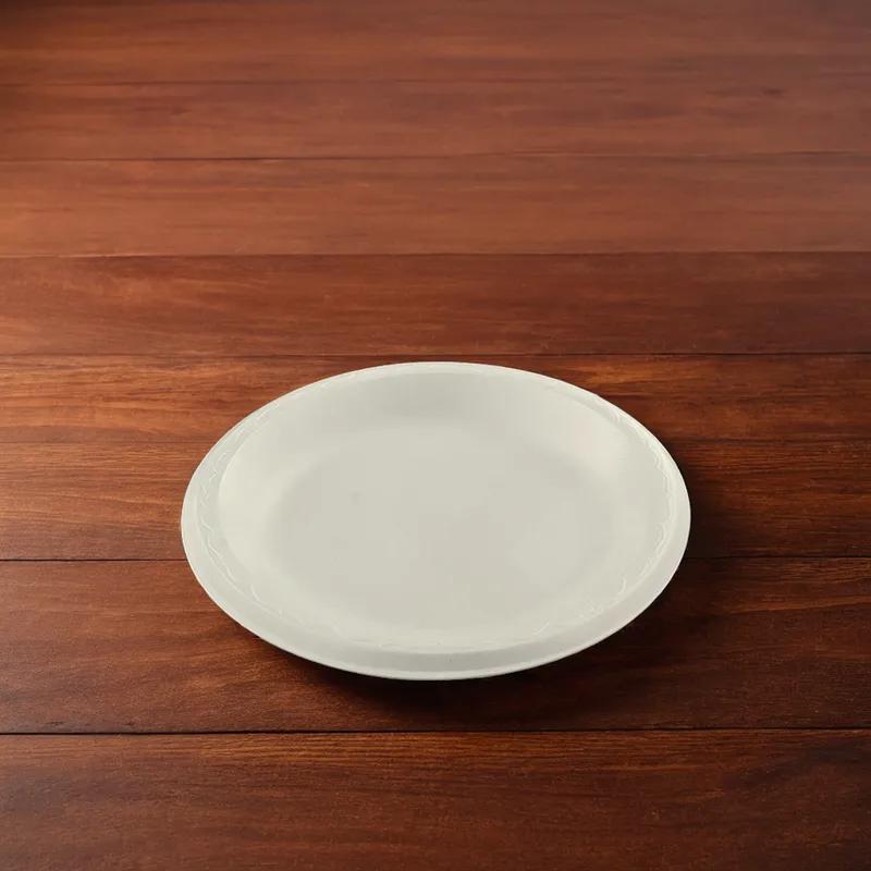 Plate 9 IN Polystyrene Foam White Laminated 500/Case