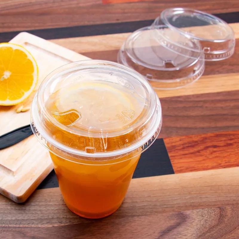 Dart® Prima ™ Lid Flat 4.023X0.83 IN PET Clear For 12-24 OZ Cold Cup Strawless Freezer Safe 100 Count/Pack 10 Packs/Case