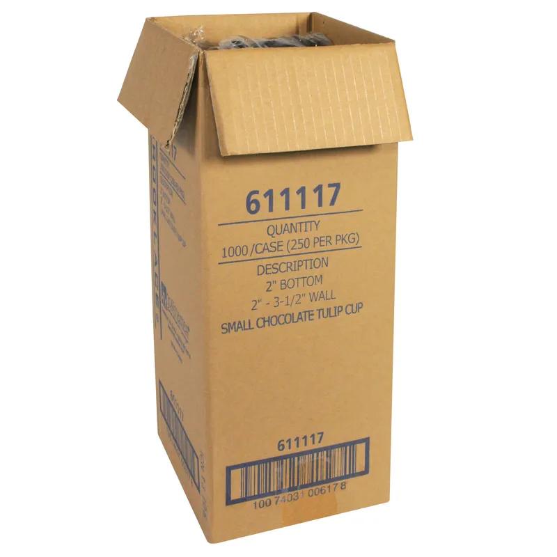 Chocolate Baking Cup Small (SM) 2X3.5X2 IN Paper Petal & Tulip Greaseproof 250 Count/Pack 4 Packs/Case 1000 Count/Case