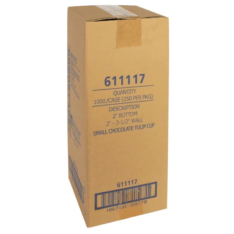 Chocolate Baking Cup Small (SM) 2X3.5X2 IN Paper Petal & Tulip Greaseproof 250 Count/Pack 4 Packs/Case 1000 Count/Case