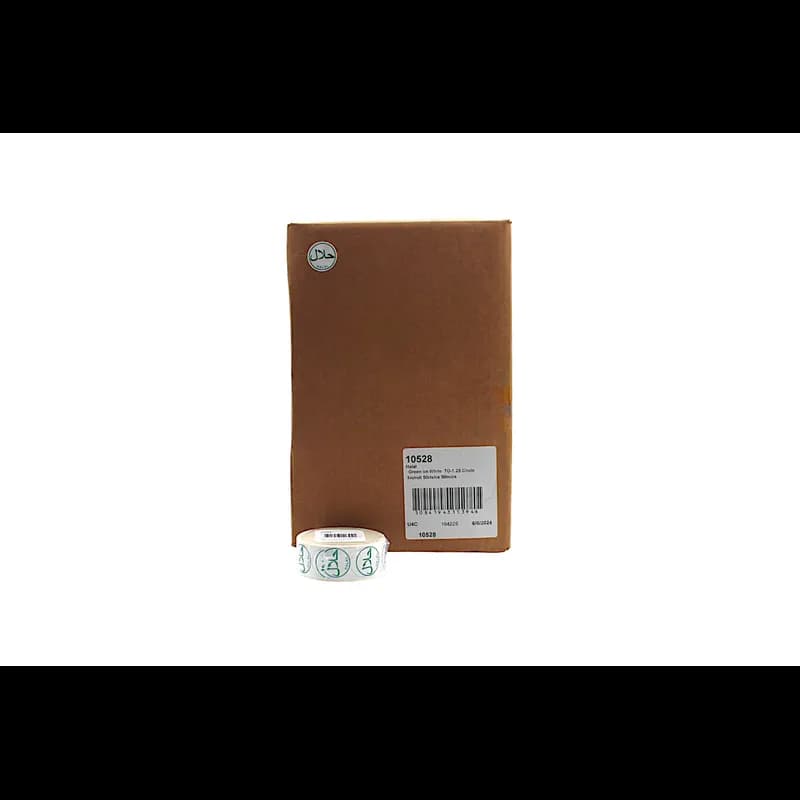 Halal Holiday Label 1.25 IN Green White Circle 1000 Count/Roll 50 Rolls/Case 50000 Count/Case