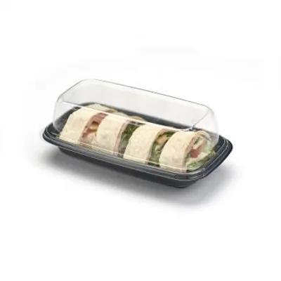 Hoagie & Sub Take-Out Container Base 8.148X4.379X1.21 IN PET Black Rectangle 300/Case