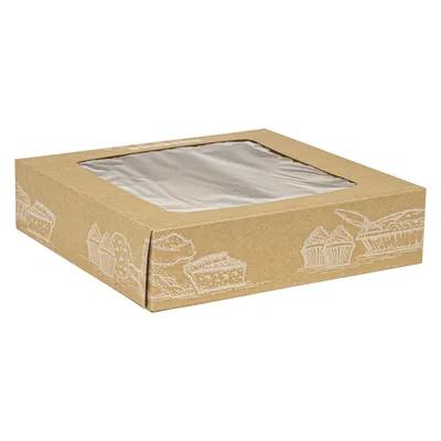 Fresh Flavor Bakery Box 10X10X2.5 IN Kraft Paperboard OPP Kraft Square With Window 100/Case
