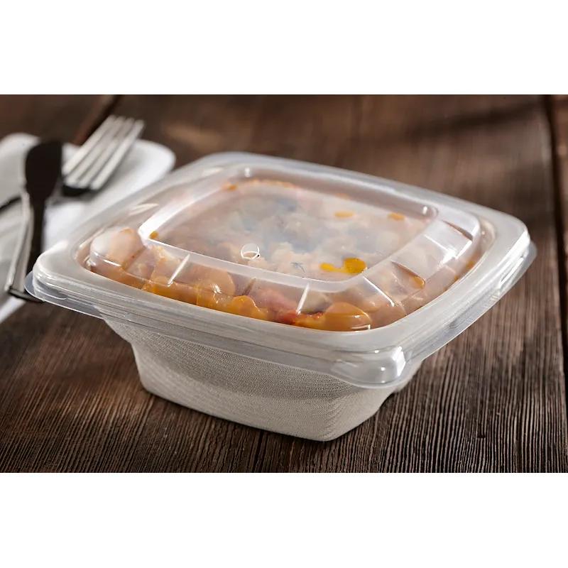 Lid Dome 6.28X6.28X0.61 IN 1 Compartment PP Clear Square For 16 OZ Bowl Unhinged 300/Case