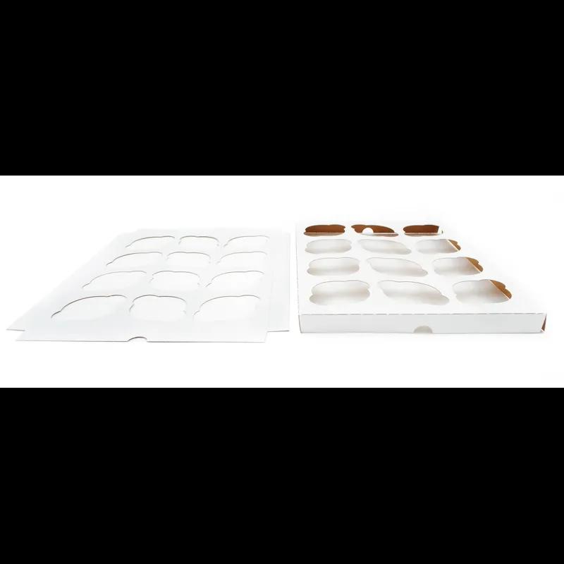 Cupcake Container Insert 14X10X1 IN 12 Compartment Clay-Coated Kraft Board White Kraft Rectangle 200/Case