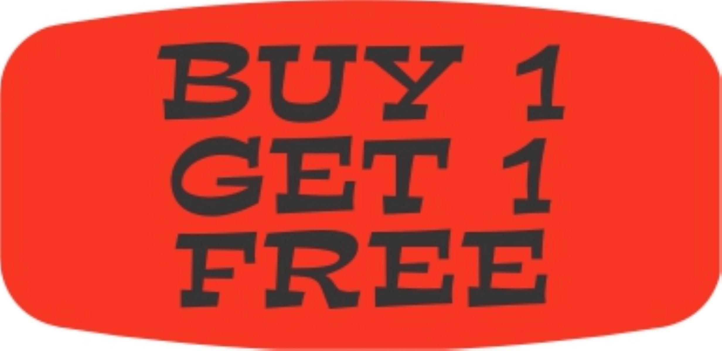 Buy 1 Get 1 Free Label 0.625X1.25 IN Black Fluorescent Red Short Oval 1000 Count/Roll 50 Rolls/Case 50000 Count/Case