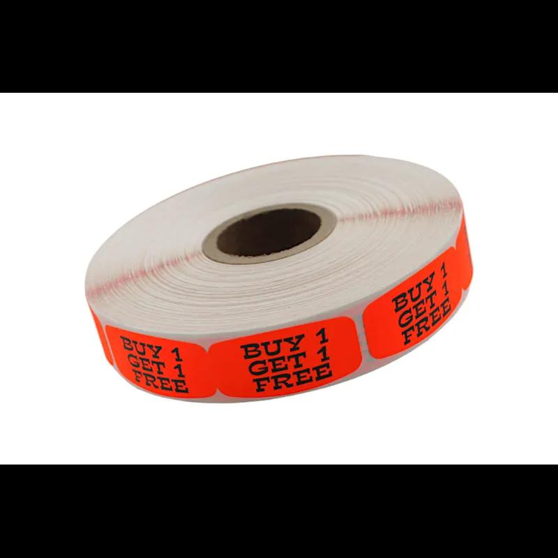 Buy 1 Get 1 Free Label 0.625X1.25 IN Black Fluorescent Red Short Oval 1000 Count/Roll 50 Rolls/Case 50000 Count/Case