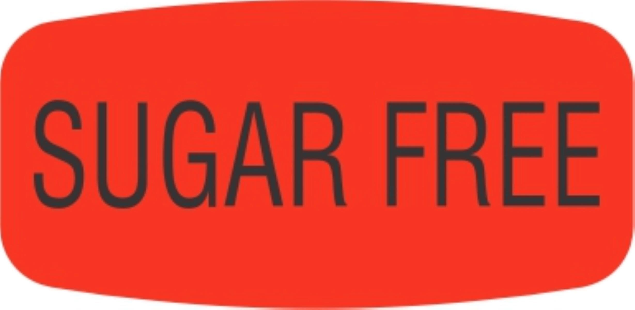 Sugar Free Label 0.625X1.25 IN Black Fluorescent Red Short Oval 1000 Count/Roll 50 Rolls/Case 50000 Count/Case