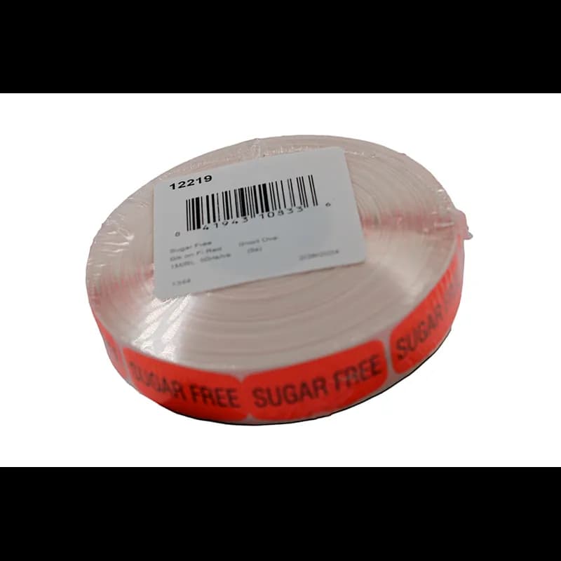 Sugar Free Label 0.625X1.25 IN Black Fluorescent Red Short Oval 1000 Count/Roll 50 Rolls/Case 50000 Count/Case