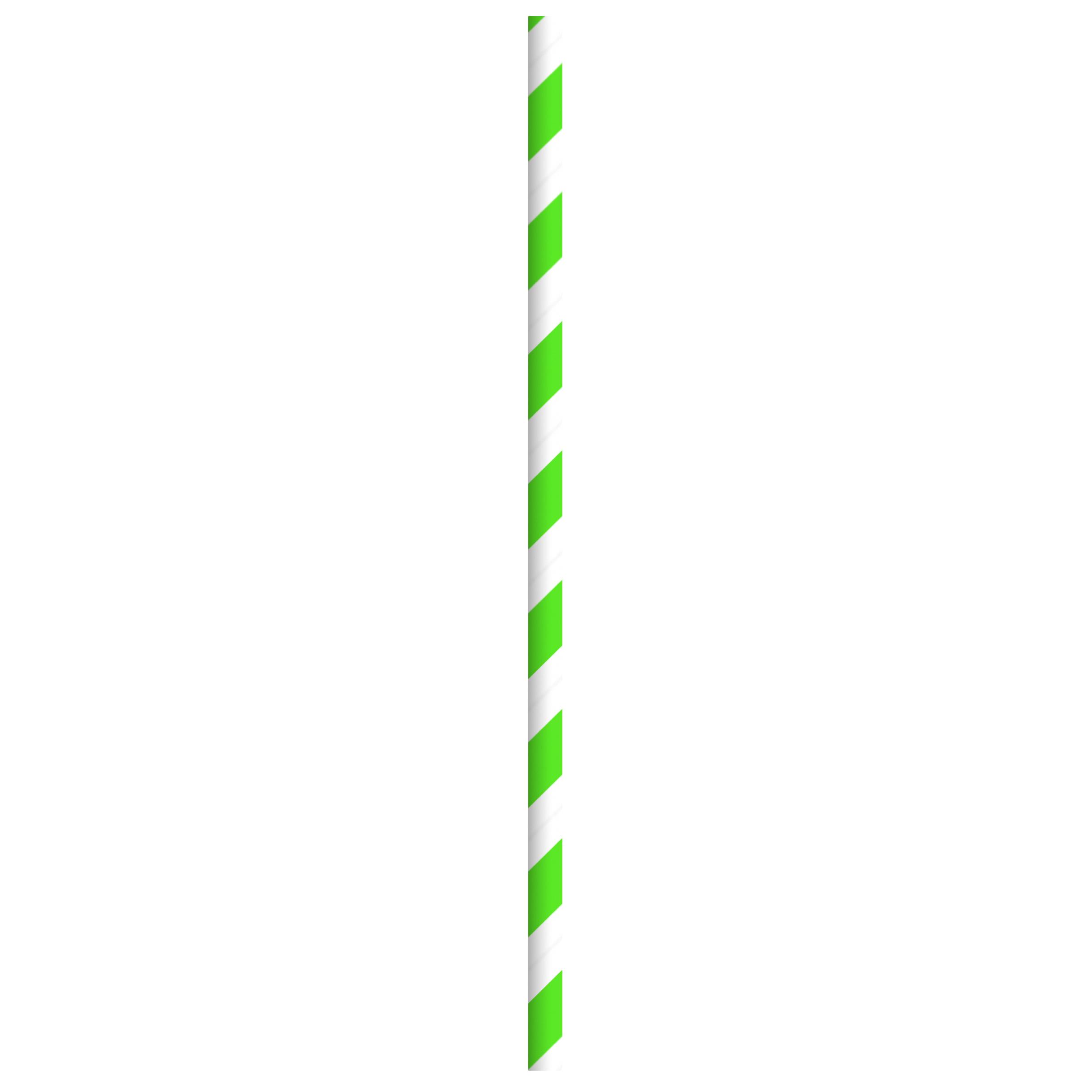 Jumbo Straw 0.2X8.3 IN Paper Green White Stripe Paper Wrapped 500 Count/Pack 6 Packs/Case 3000 Count/Case