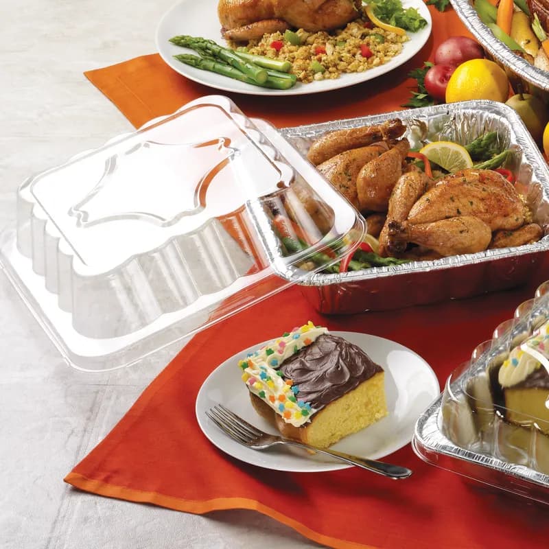 Take-Out Container Base & Lid Combo With Dome Lid 8X8X1.25 IN Aluminum Square 100/Case