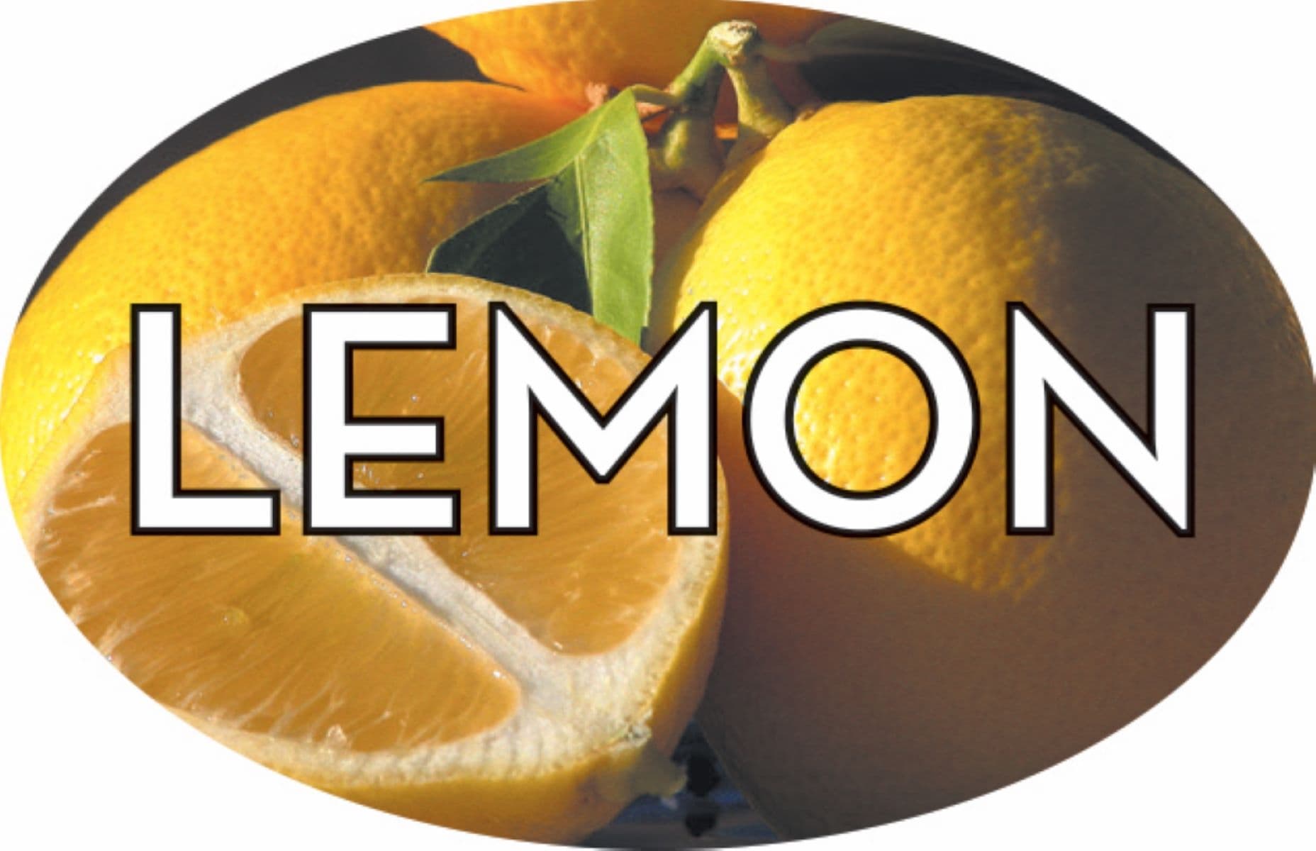 Lemon Bakery Flavor Label 1.25X2 IN Oval 4 Color Process 500 Count/Roll 5 Rolls/Sleeve