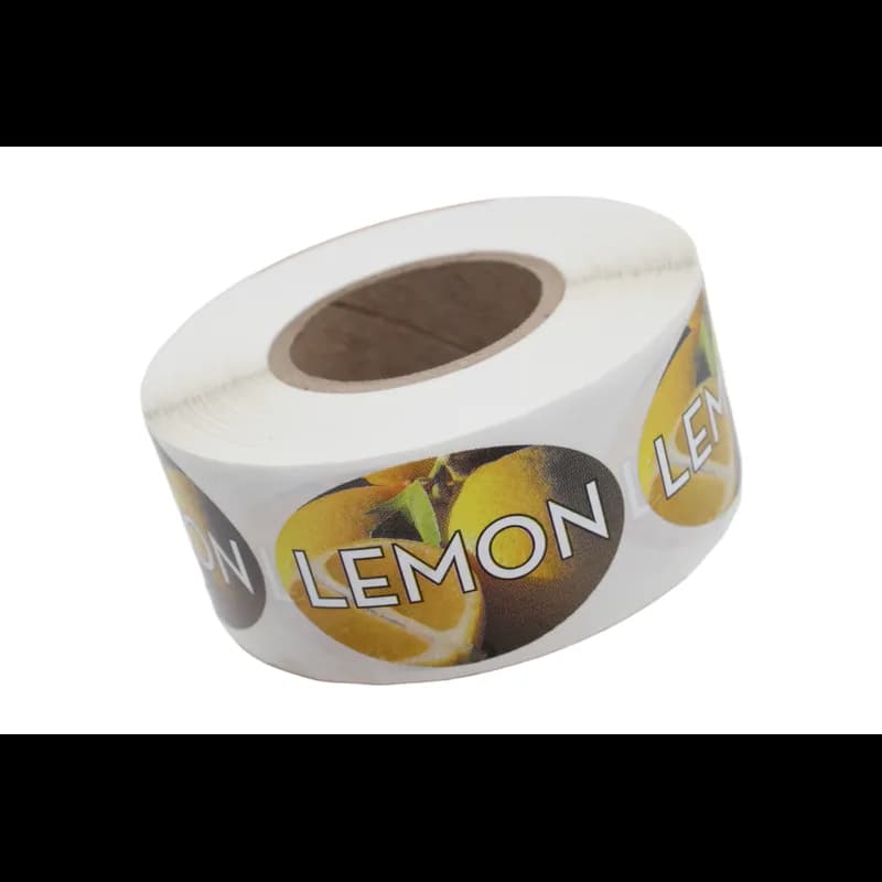 Lemon Bakery Flavor Label 1.25X2 IN Oval 4 Color Process 500 Count/Roll 5 Rolls/Sleeve