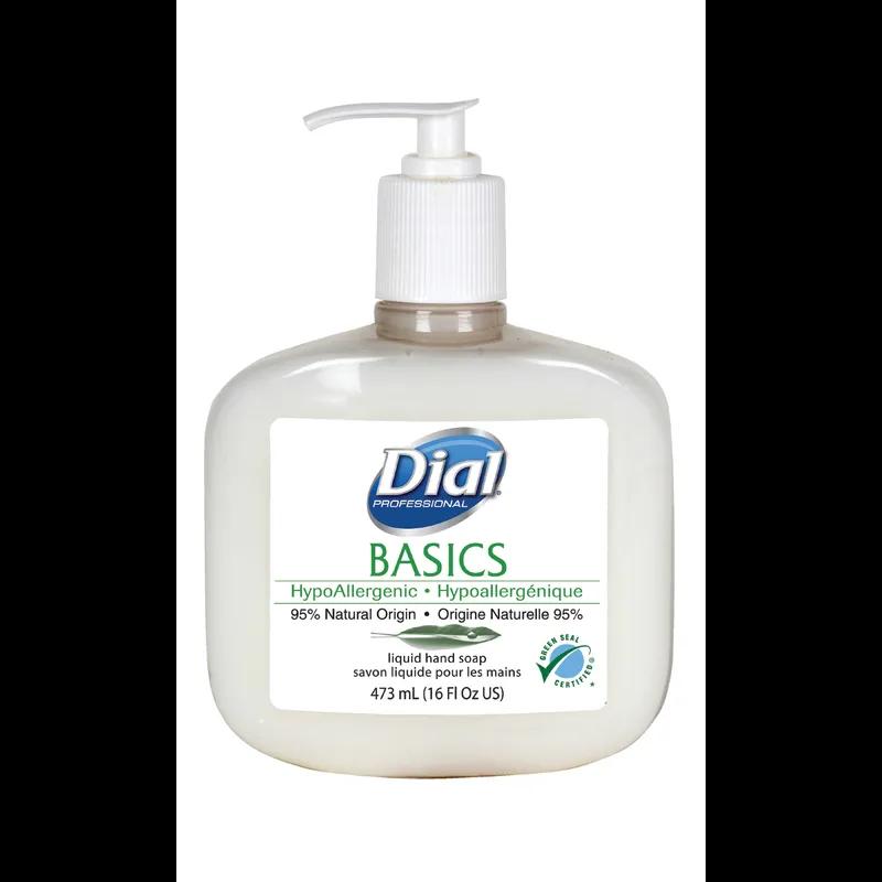 Dial Basics Hand Soap Pump Bottle Liquid 16 OZ Hypoallergenic 12/Case