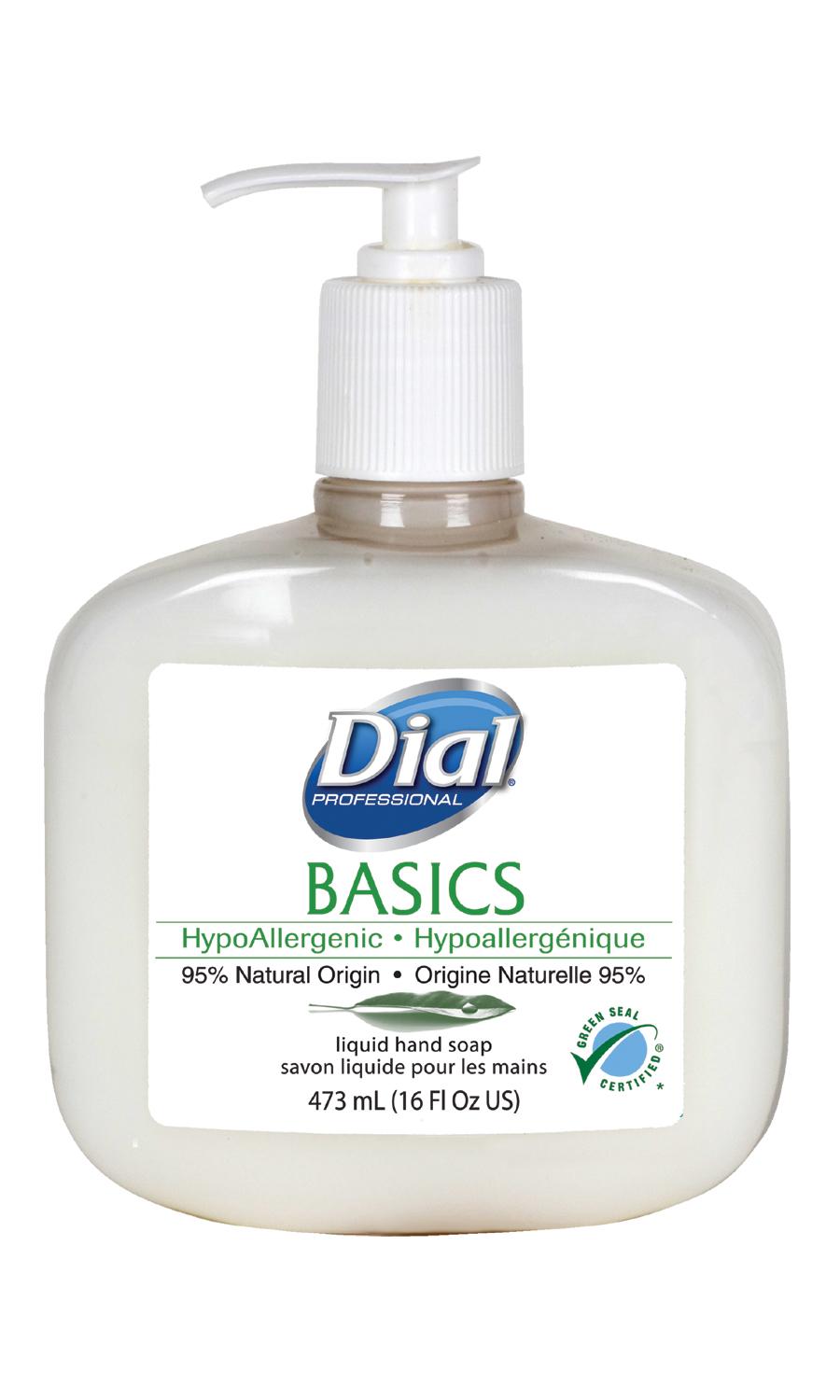 Dial Basics Hand Soap Pump Bottle Liquid 16 OZ Hypoallergenic 12/Case