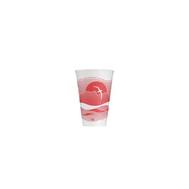 Dart® LX® Cup Insulated 16 OZ Polystyrene Foam Red Horizon 1000/Case