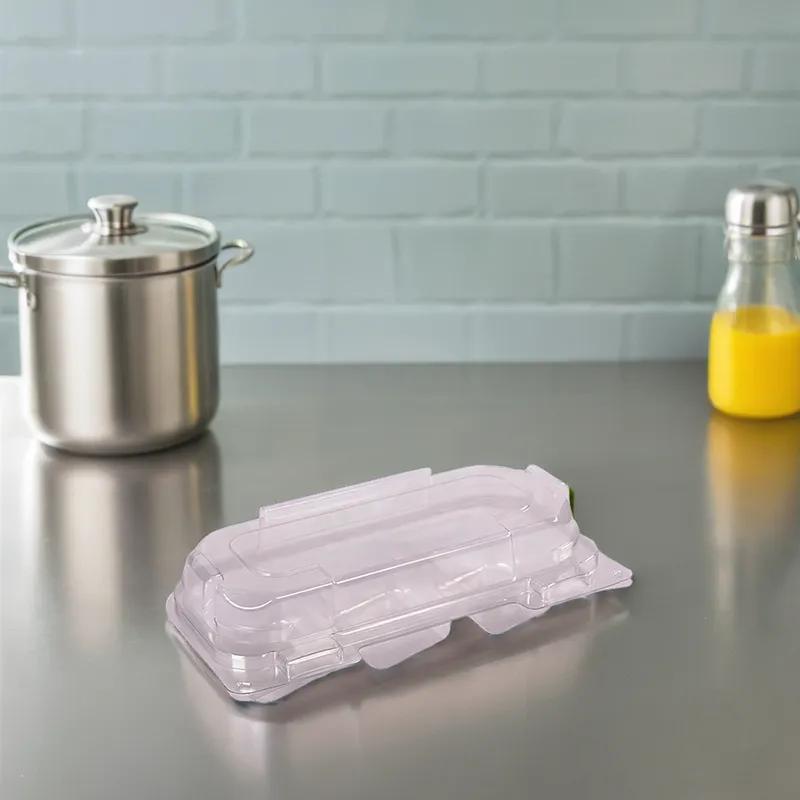 Macaron Mochi Hinged Container With Dome Lid 7.19X3.81X2.18 IN 6 Compartment PET Clear Rectangle Perforated 264/Case