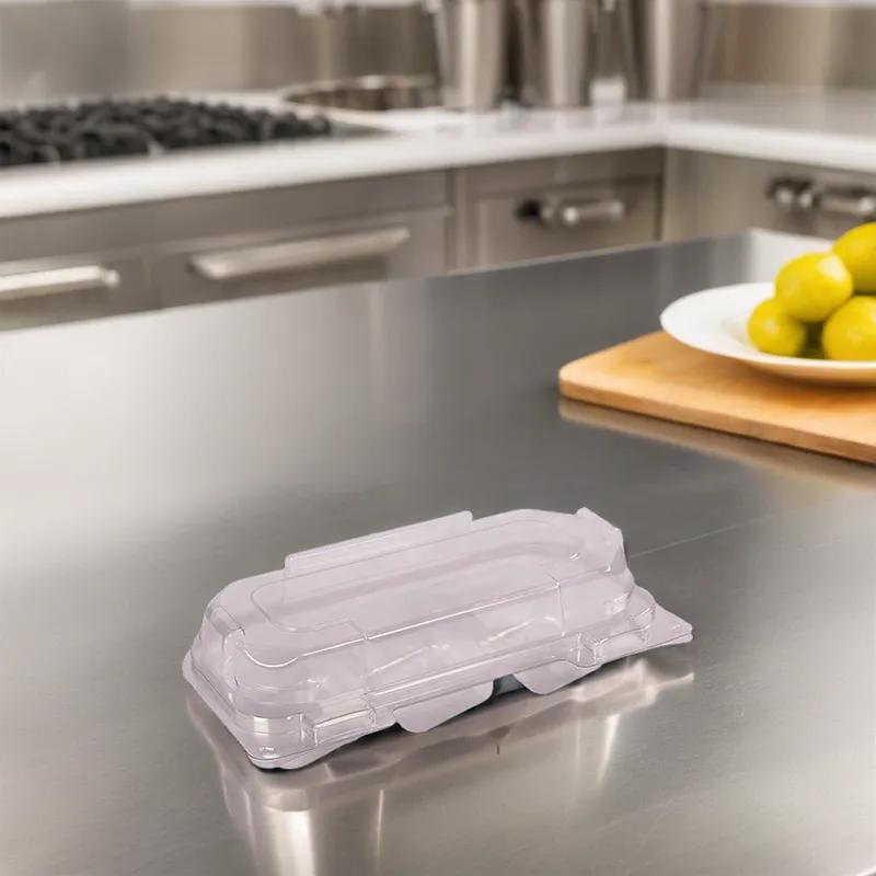 Macaron Mochi Hinged Container With Dome Lid 7.19X3.81X2.18 IN 6 Compartment PET Clear Rectangle Perforated 264/Case