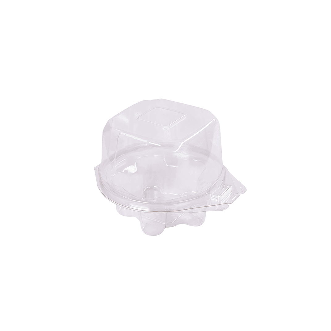 Cupcake Muffin Hinged Container With Dome Lid PET Clear Round 272/Case