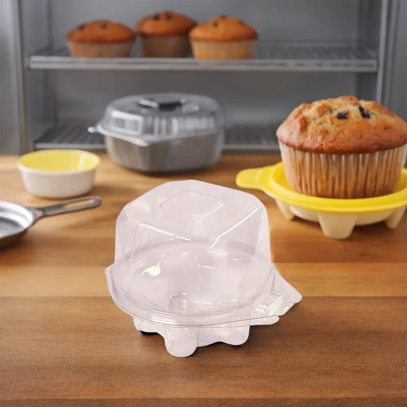 Cupcake Muffin Hinged Container With Dome Lid PET Clear Round 272/Case