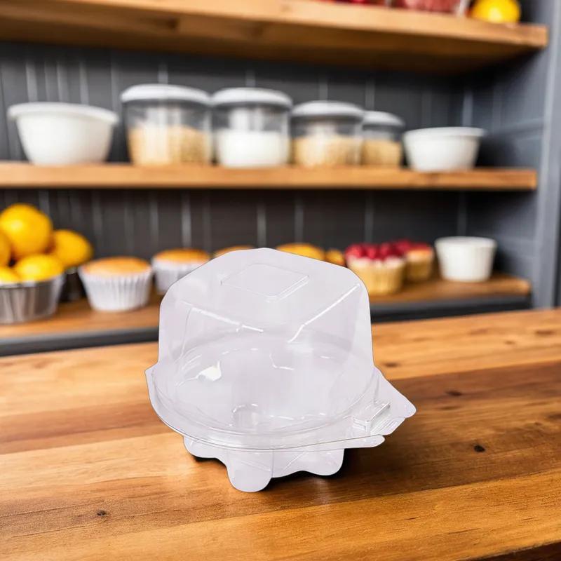 Cupcake Muffin Hinged Container With Dome Lid PET Clear Round 272/Case