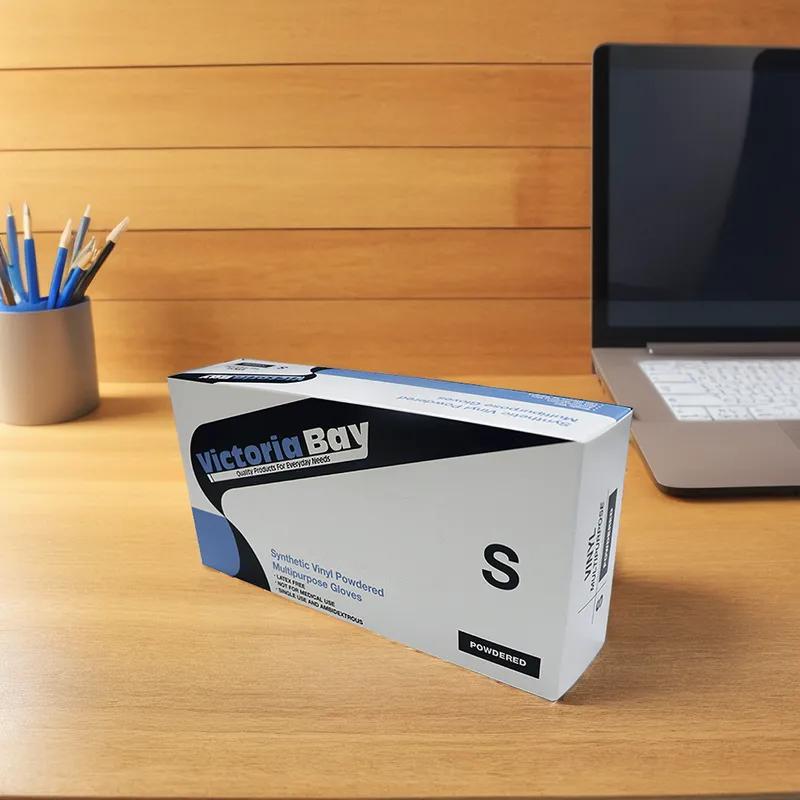 Victoria Bay Gloves Small (SM) Clear Vinyl Disposable Powdered 100 Count/Pack 10 Packs/Case 1000 Count/Case