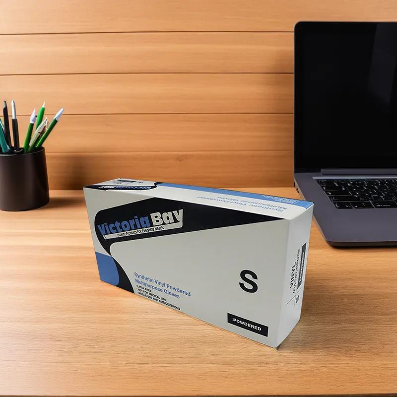 Victoria Bay Gloves Small (SM) Clear Vinyl Disposable Powdered 100 Count/Pack 10 Packs/Case 1000 Count/Case