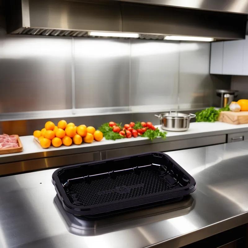 EZ-Tray 2D Meat Tray 8.25X5.25X1 IN APET Deep Black Rectangle Honeycomb 300/Case