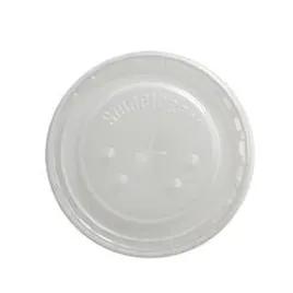 Solo® Lid Flat 4.7X0.4 IN HIPS Translucent For Cold Cup Identification With Hole 960/Case