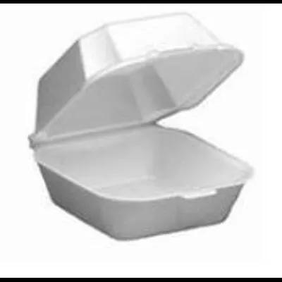 Take-Out Container Hinged With Dome Lid 5X5X3.175 IN Polystyrene Foam White Square 500/Case