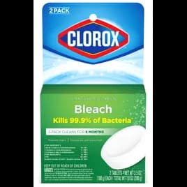 Clorox® Ultra Clean Toilet Bowl Cleaner Deodorizer 3.5 OZ Tablet Antibacterial 2 Count/Pack 6 Packs/Case