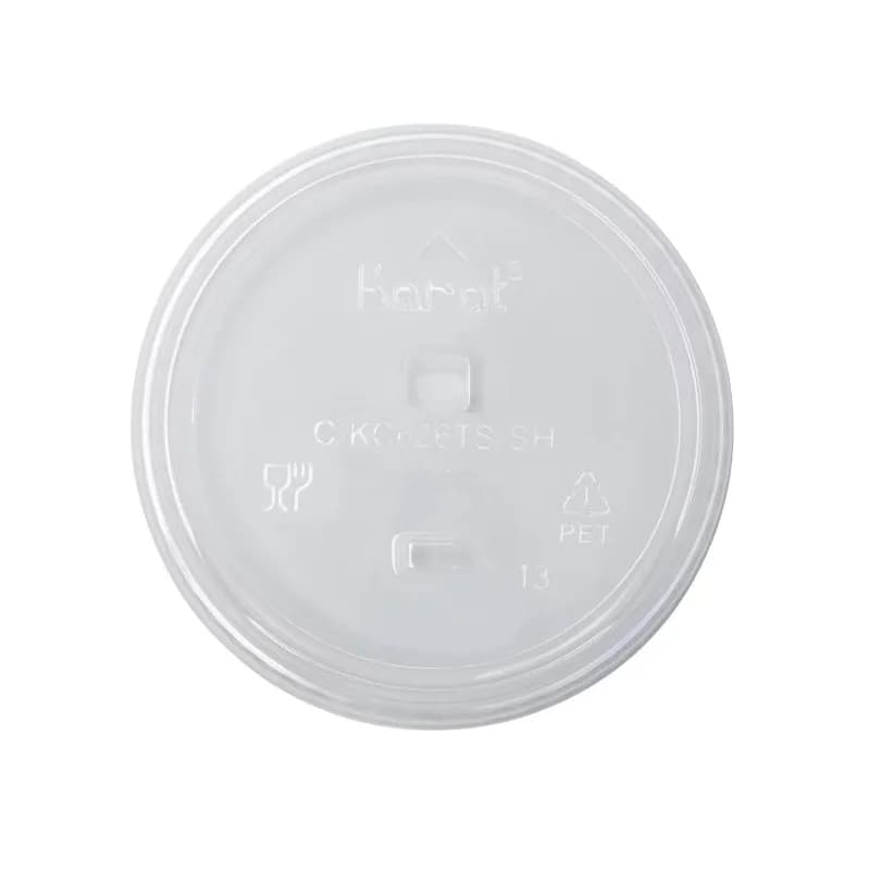 Karat® Lid Flat 3.86 IN PET Clear For 12-24 OZ Cold Cup Strawless Sip Through 1000/Case