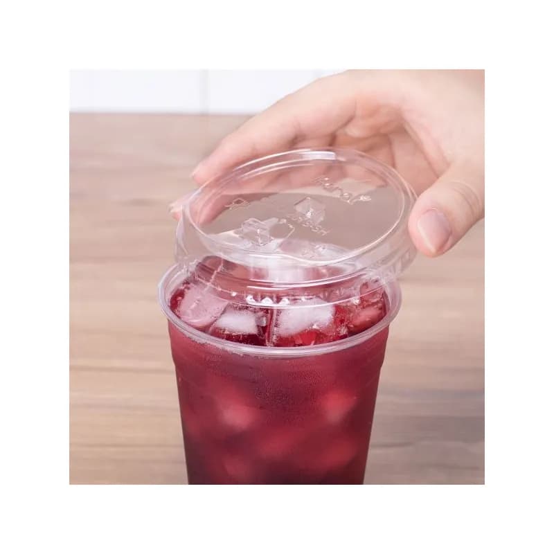 Karat® Lid Flat 3.86 IN PET Clear For 12-24 OZ Cold Cup Strawless Sip Through 1000/Case