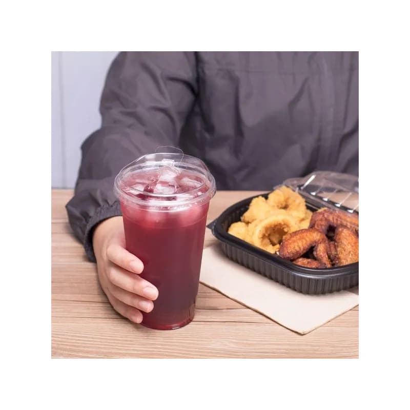 Karat® Lid Flat 3.86 IN PET Clear For 12-24 OZ Cold Cup Strawless Sip Through 1000/Case