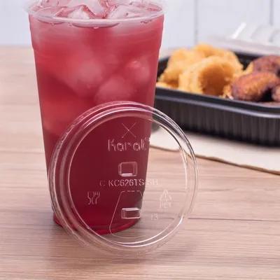 Karat® Lid Flat 3.86 IN PET Clear For 12-24 OZ Cold Cup Strawless Sip Through 1000/Case