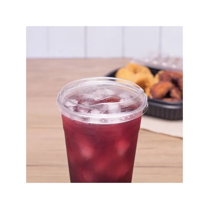 Karat® Lid Flat 3.86 IN PET Clear For 12-24 OZ Cold Cup Strawless Sip Through 1000/Case