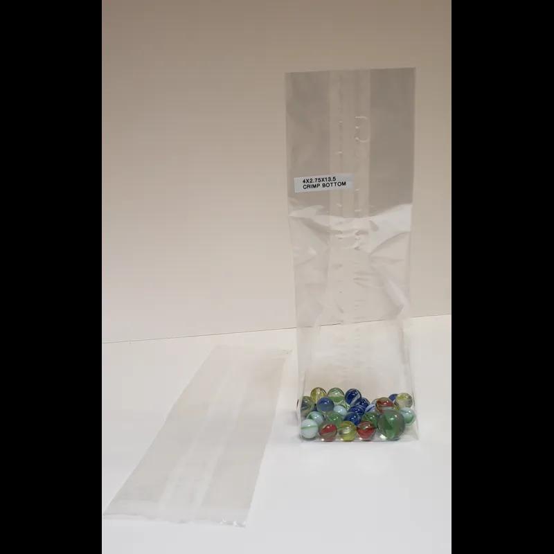 Bag 4X2.75X13.5 IN PP 1.2MIL Clear Crimp Bottom 1000/Case