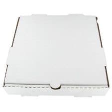 Pizza Box 10X10X2 IN Corrugated Paperboard White Stock Print Fluted B-Flute 50/Bundle