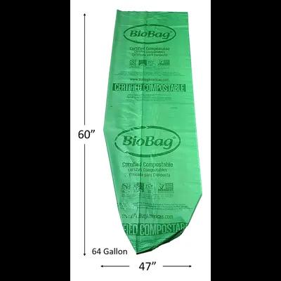 Can Liner 47X60 IN 64 GAL Green Plant Fiber 0.8MIL 10 Count/Pack 6 Packs/Case 60 Count/Case