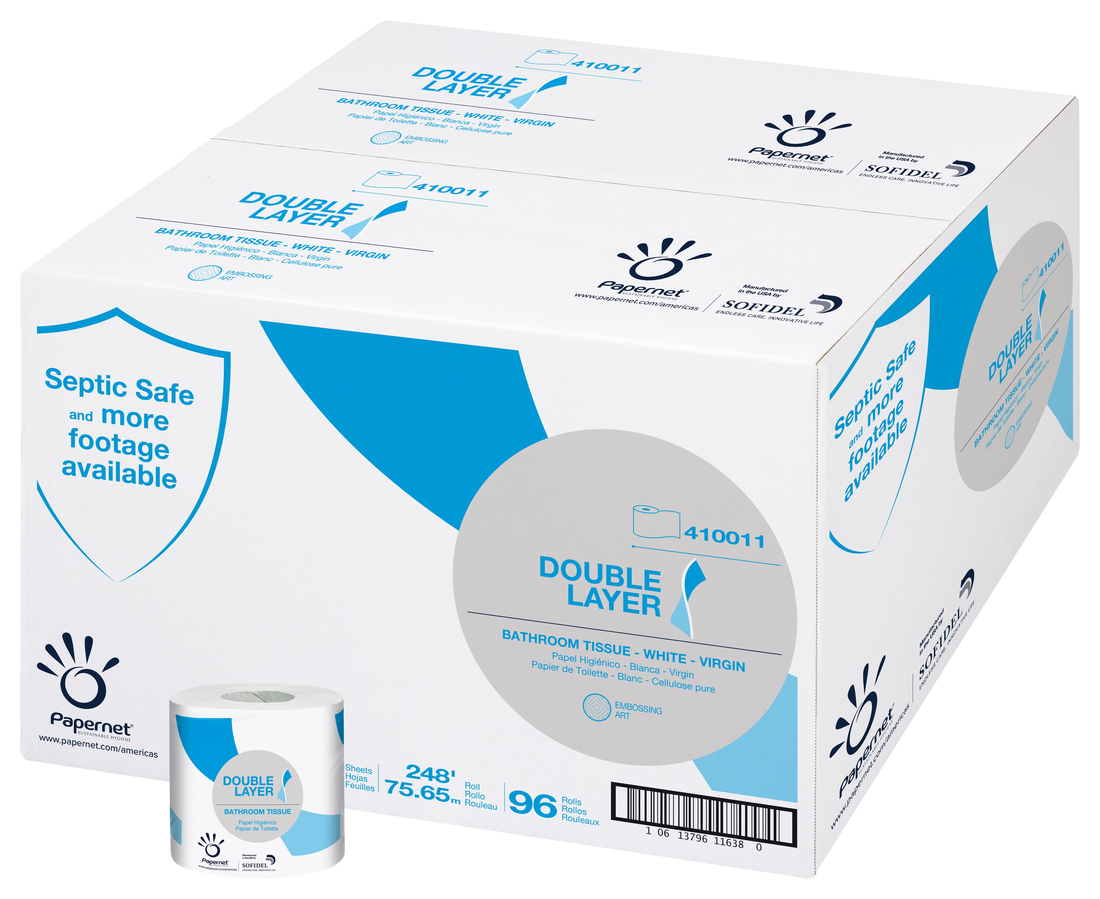 Toilet Paper & Tissue Roll 3.5IN X248FT 1PLY White 4.33IN Roll 1.61IN Core Diameter 96 Rolls/Case