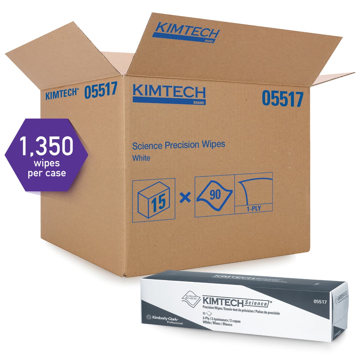 Kimtech™ Science Cleaning Wipe 14.43X16.4 IN 2 Tissue Paper White Precision 6/Case