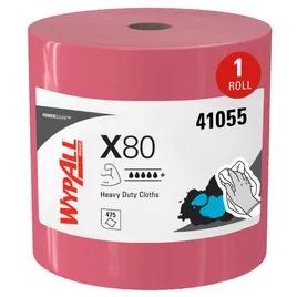 WypAll® X80 Cleaning Towel 12.4X12.2 IN Heavy Duty HydroKnit Red Jumbo Roll 475 Sheets/Roll 1 Rolls/Case 475 Sheets/Case
