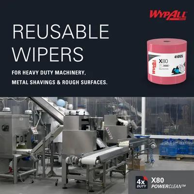 WypAll® X80 Cleaning Towel 12.4X12.2 IN Heavy Duty HydroKnit Red Jumbo Roll 475 Sheets/Roll 1 Rolls/Case 475 Sheets/Case