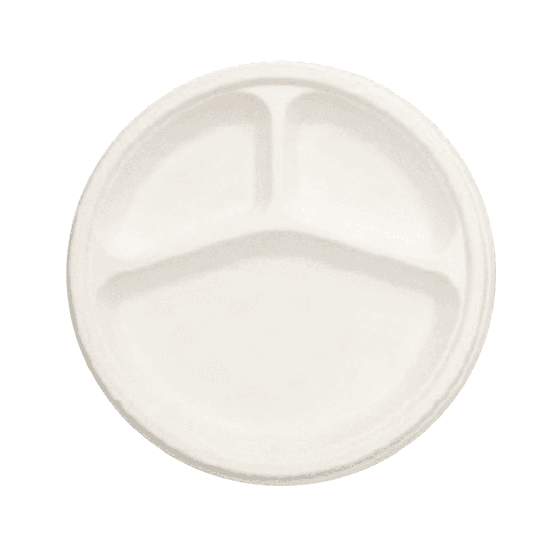 Plate 10 IN 3 Compartment Pulp Fiber White 500/Case