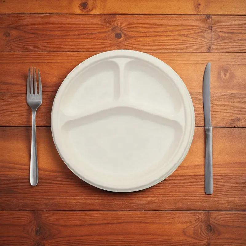 Plate 10 IN 3 Compartment Pulp Fiber White 500/Case