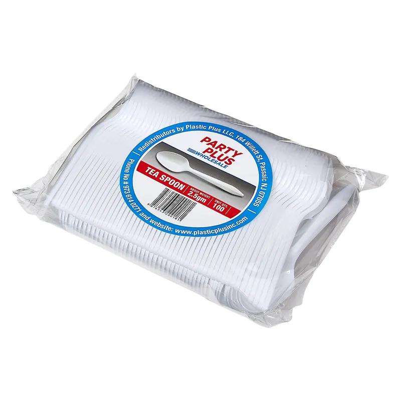 Plastic Plus Spoon White Medium Weight Retail 100 Count/Pack 24 Packs/Case 2400 Count/Case