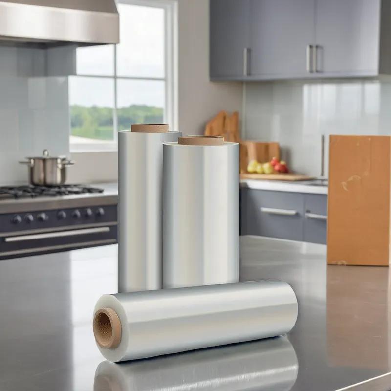 Multi-Purpose Cling Film Roll 13.75IN X3280FT Plastic 12MIC 47 Gauge Clear Stretch 2/Case