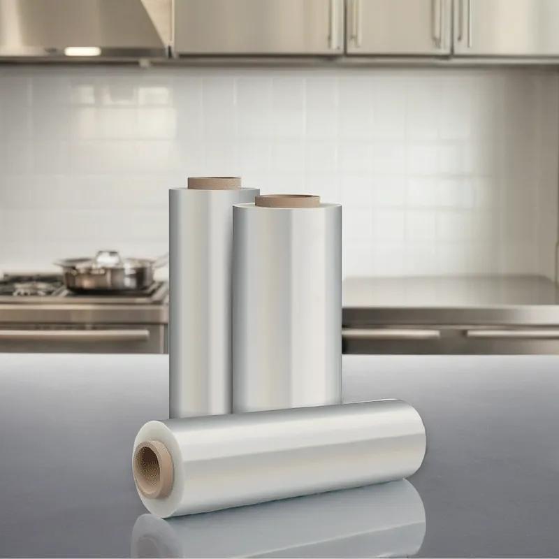 Multi-Purpose Cling Film Roll 13.75IN X3280FT Plastic 12MIC 47 Gauge Clear Stretch 2/Case