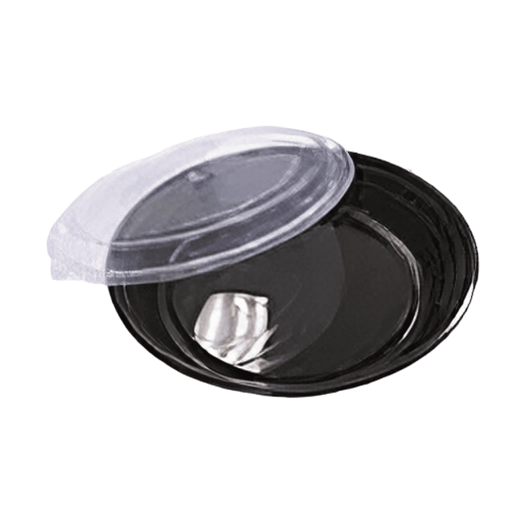 Take-Out Container Base & Lid Combo 48 OZ Plastic Black Round 150/Case